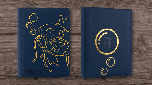 Custom Made Vault X 16 Pocket XXL Royal Blue Zip Binder / Folder for TCG collection – Magikarp Gold Edition