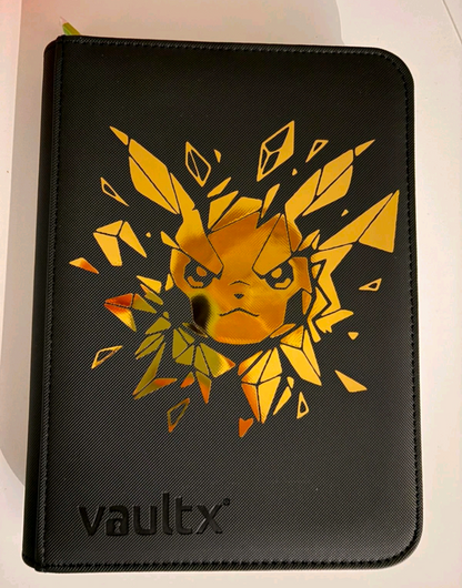 Custom Made Vault X 4 Pocket Black and Gold Edition Binder / Folder for TCG collection – Pikachu