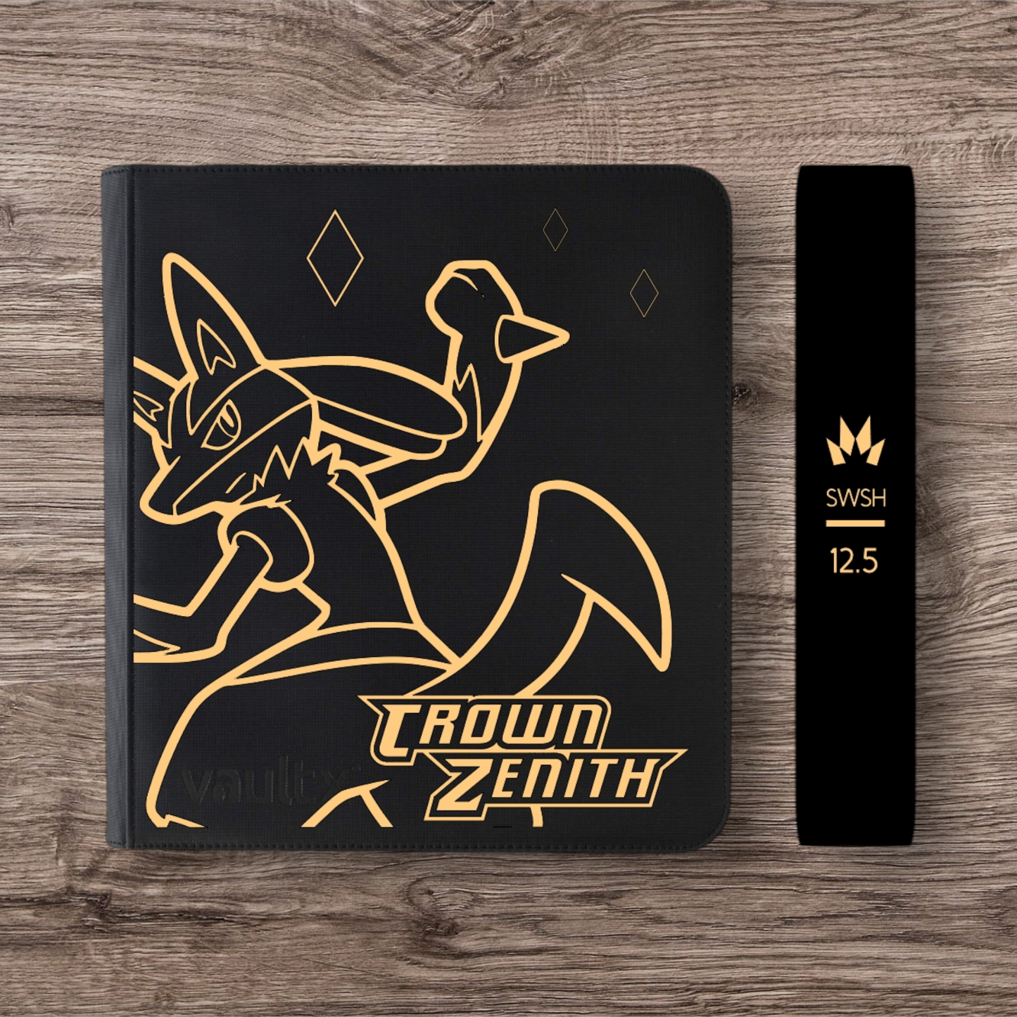 Custom Made Vault X 12 Pocket Black Zip Binder / Folder for TCG collection – Crown Zenith Lucario Edition