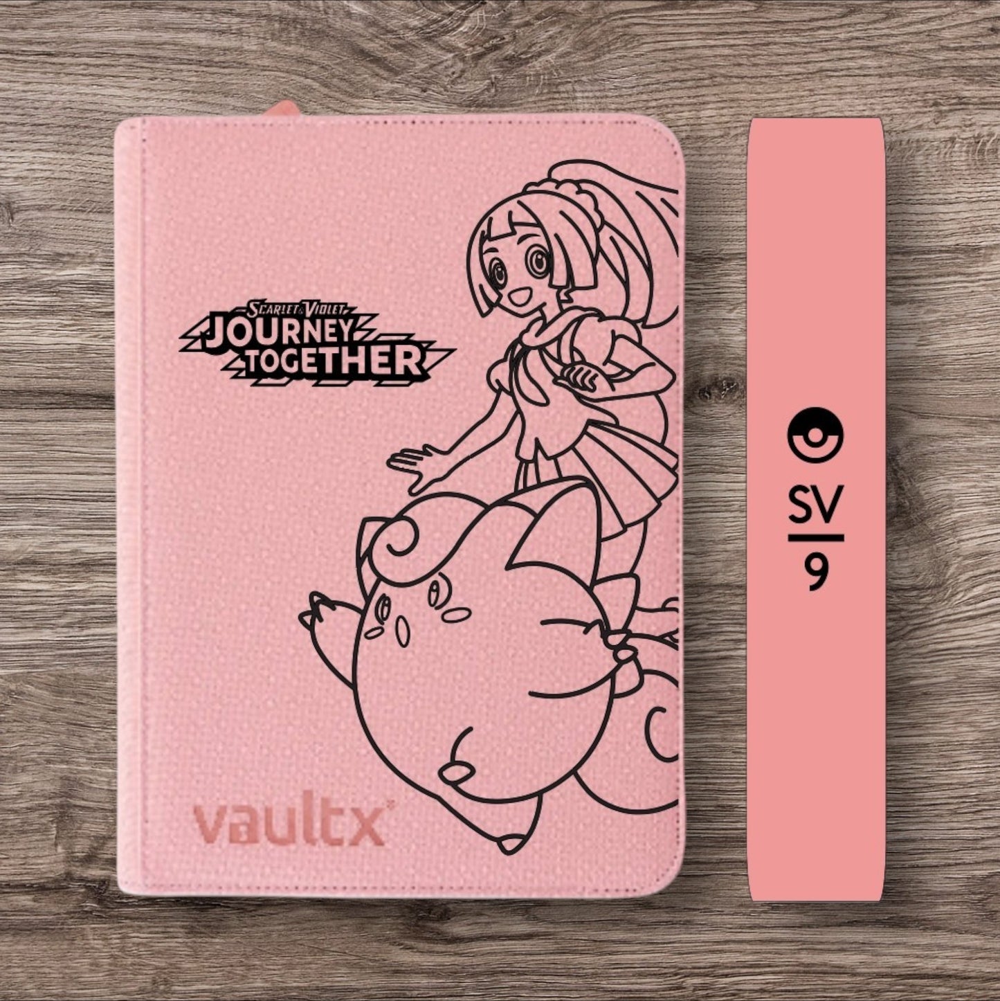 Custom Made Vault X 9 Pocket Pink Zip Binder / Folder for TCG collection – Journey Together Lillie & Clefairy
