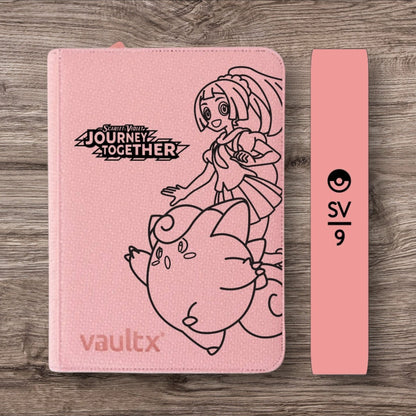 Custom Made Vault X 9 Pocket Pink Zip Binder / Folder for TCG collection – Journey Together Lillie & Clefairy