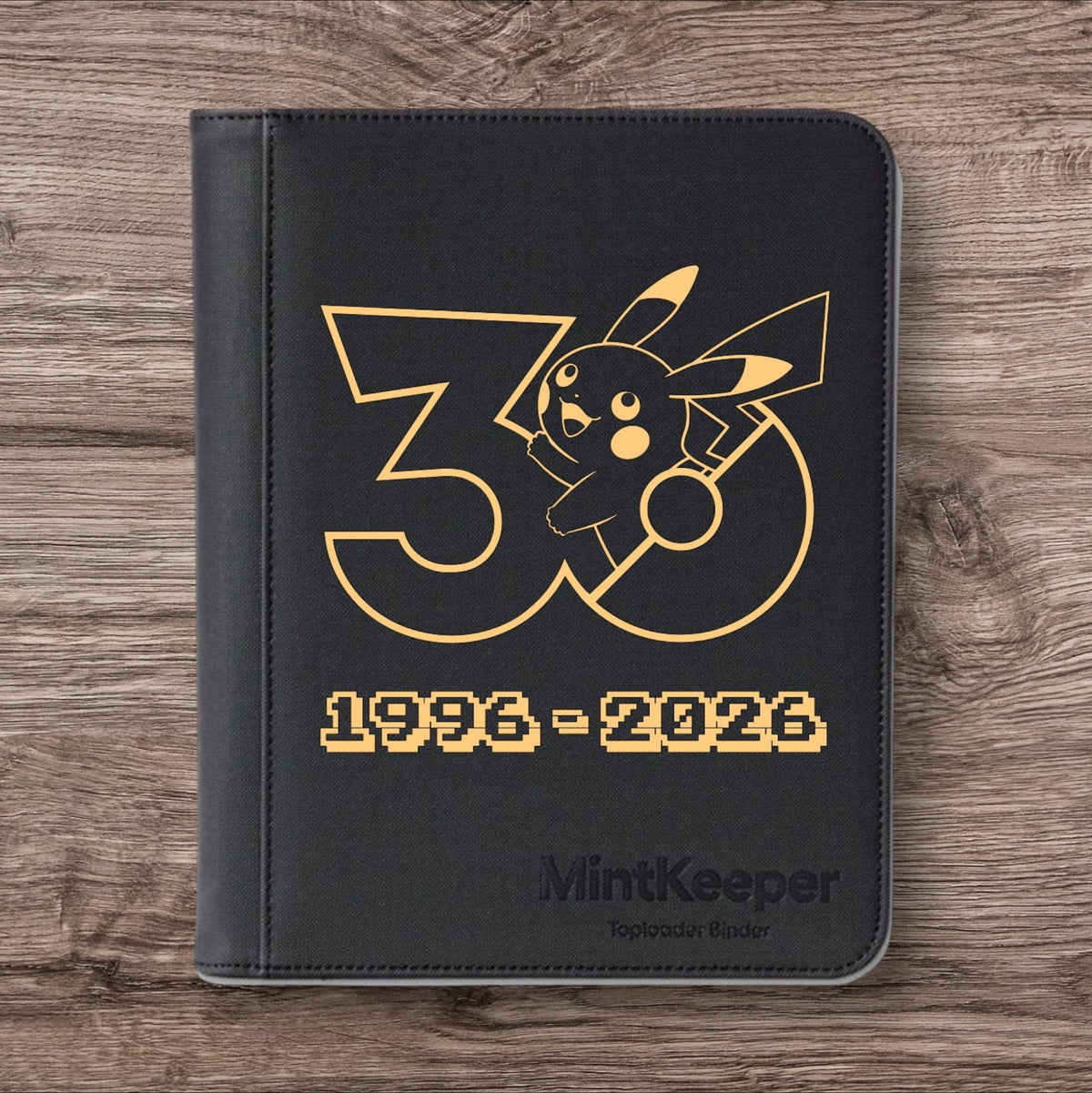 Custom Made MintKeeper 9 Pocket Toploader Black Zip Binder / Folder for TCG collection – 30th Celebration Gold Edition