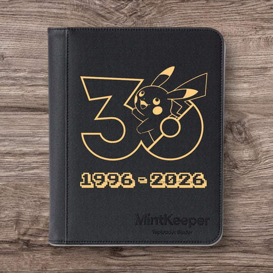 Custom Made MintKeeper 9 Pocket Toploader Black Zip Binder / Folder for TCG collection – 30th Celebration Gold Edition
