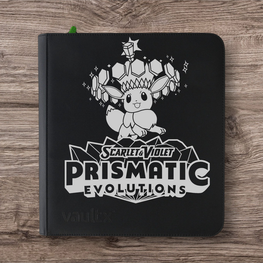 Custom Made Vault X 12 Pocket XL Black & Holographic Edition Zip Binder / Folder for TCG collection – Prismatic Evolution Eevee