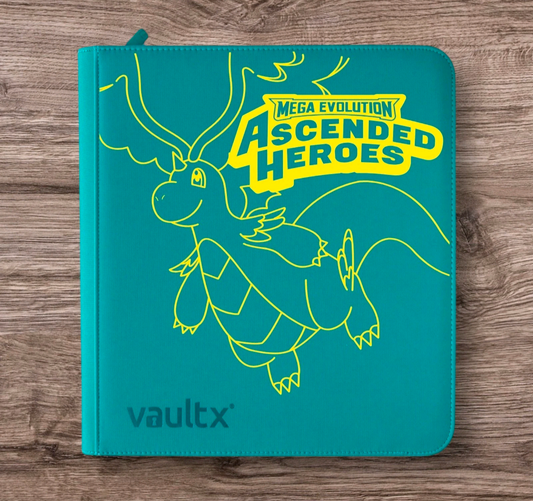 Custom Made Vault X 12 XL Pocket Ocean Blue Zip Binder / Folder for TCG collection – Ascended Heroes Mega Dragonite