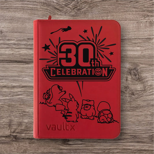 Custom Made Vault X 9 Pocket Red Zip Binder / Folder for TCG collection - 30th Celebration