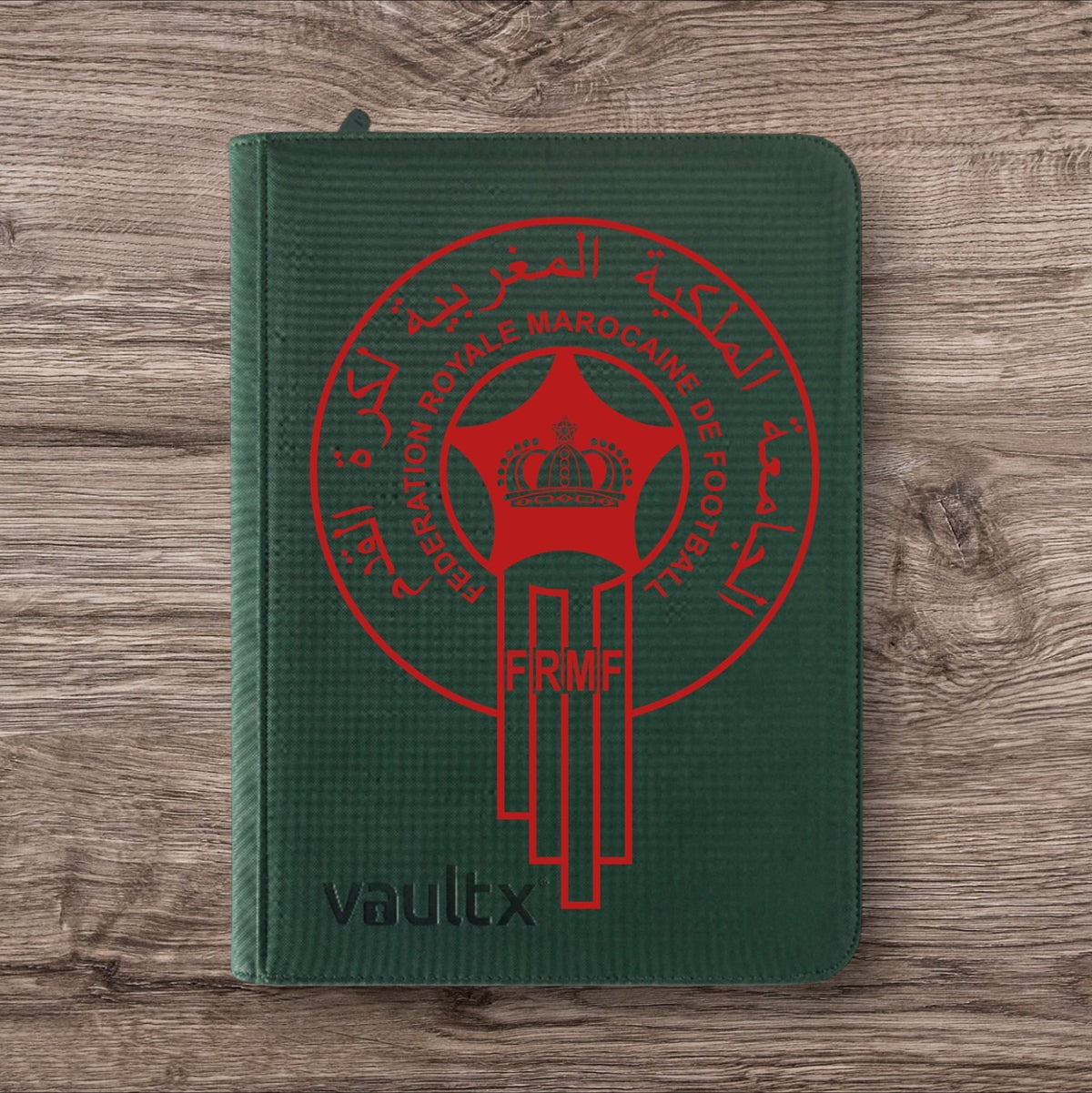 Custom Made Vault X 9 Pocket Green Zip Binder / Folder for TCG collection – Moroccan Football Federation Logo