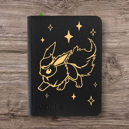 Custom Made Vault X 9 Pocket Black Zip Binder / Folder for TCG collection – Flareon Gold Edition