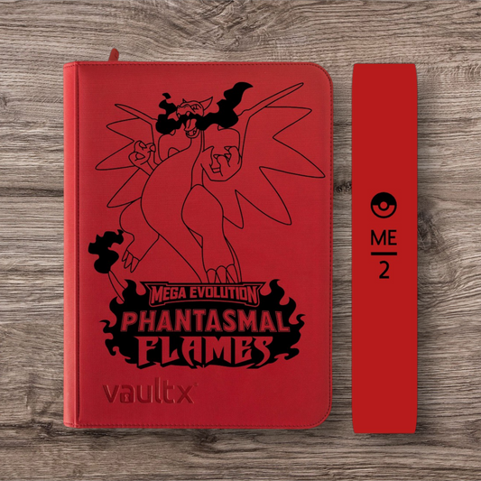 Custom Made Vault X 9 Pocket Red Zip Binder / Folder for TCG collection – Phantasmal Flames Charizard Edition