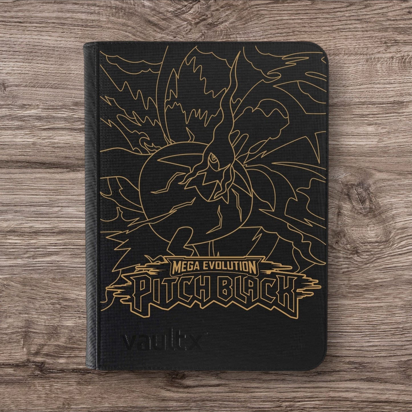 Custom Made Vault X 9 Pocket Black Zip Binder / Folder for TCG collection – Pitch Black Gold Edition