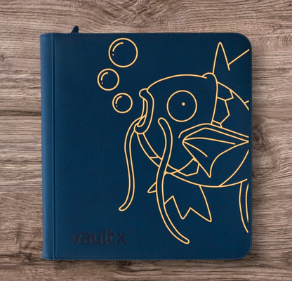 Custom Made Vault X 12 Pocket XL Blue Zip Binder / Folder for TCG collection – Metallic Gold Magikarp