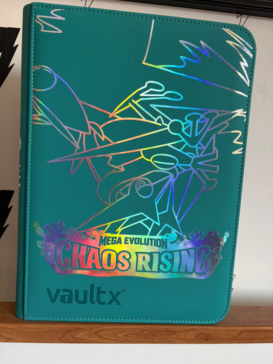 Custom Made Vault X 9 Pocket Teal Zip Binder / Folder for TCG collection – Chaos Rising Holographic Edition