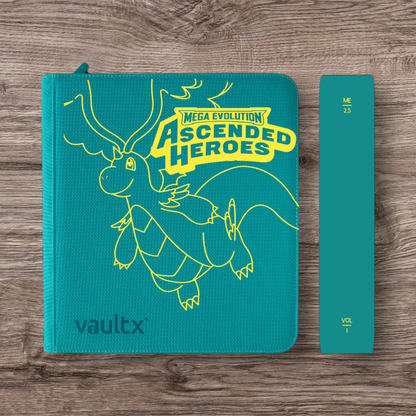 Custom Made Vault X 12 Pocket Ocean Blue Zip Binder / Folder for TCG collection – Ascended Heroes Mega Dragonite