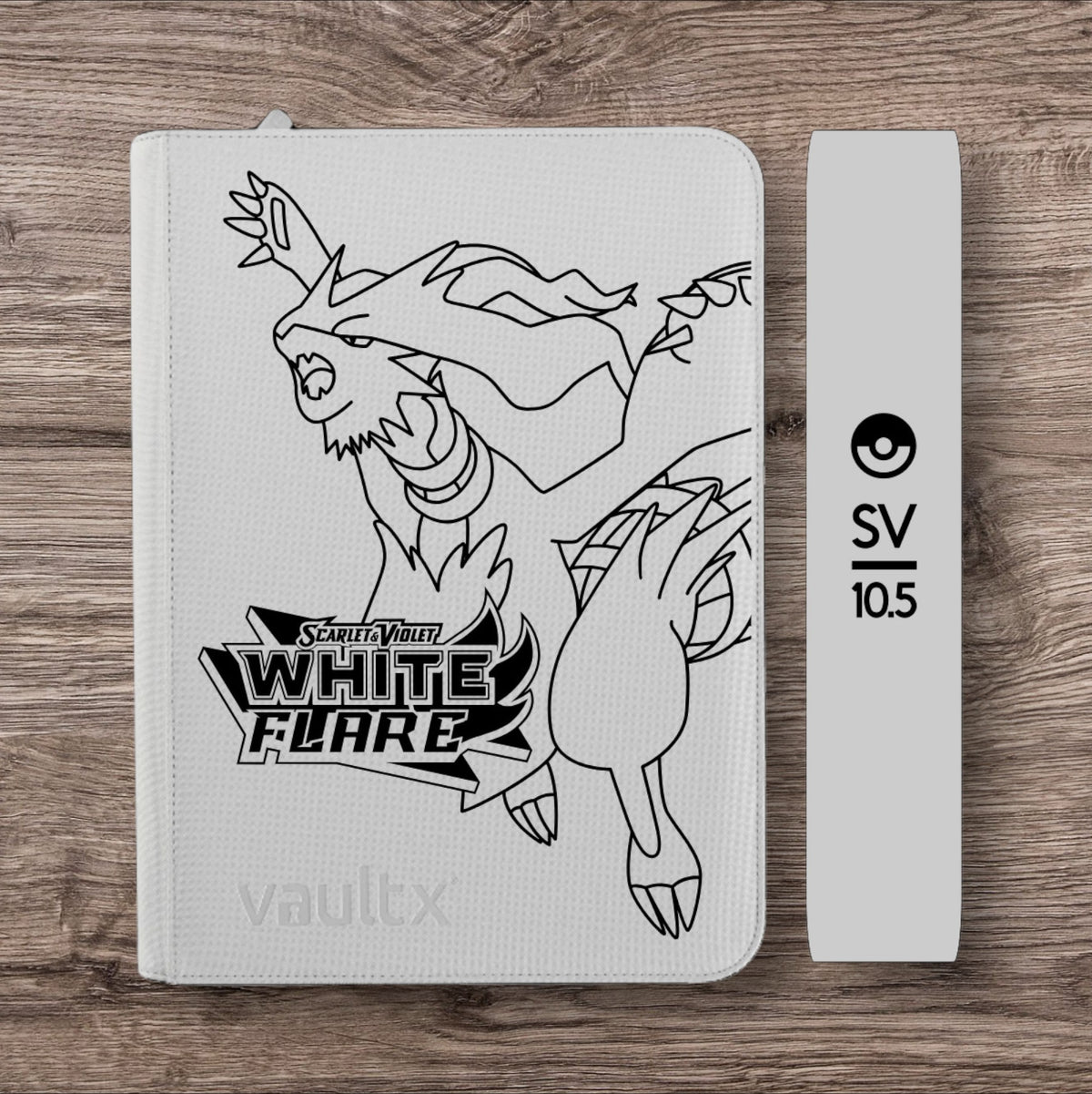 Custom Made Vault X 9 Pocket White Edition Zip Binder / Folder for TCG collection – White Flare Reshiram edition