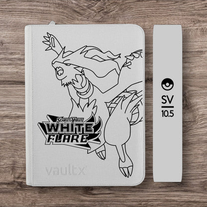 Custom Made Vault X 9 Pocket White Edition Zip Binder / Folder for TCG collection – White Flare Reshiram edition