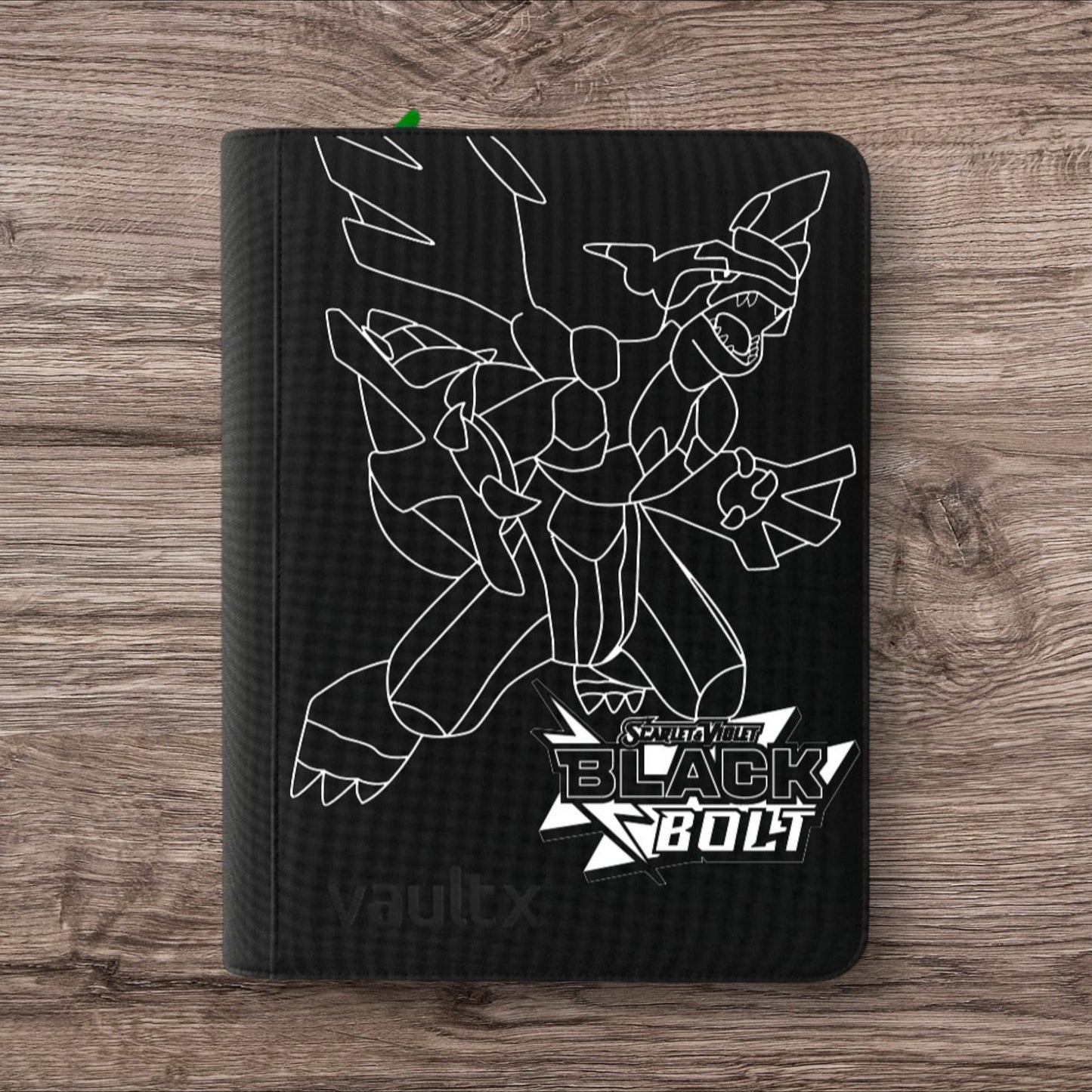 Custom Made Vault X 9 Pocket Black Zip Binder / Folder for TCG collection – Black Bolt Zekrom Edition