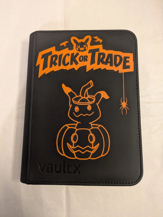Custom Made Vault X 4 Pocket Black Zip Binder / Folder for TCG collection – Trick or Trade Halloween Mimikyu