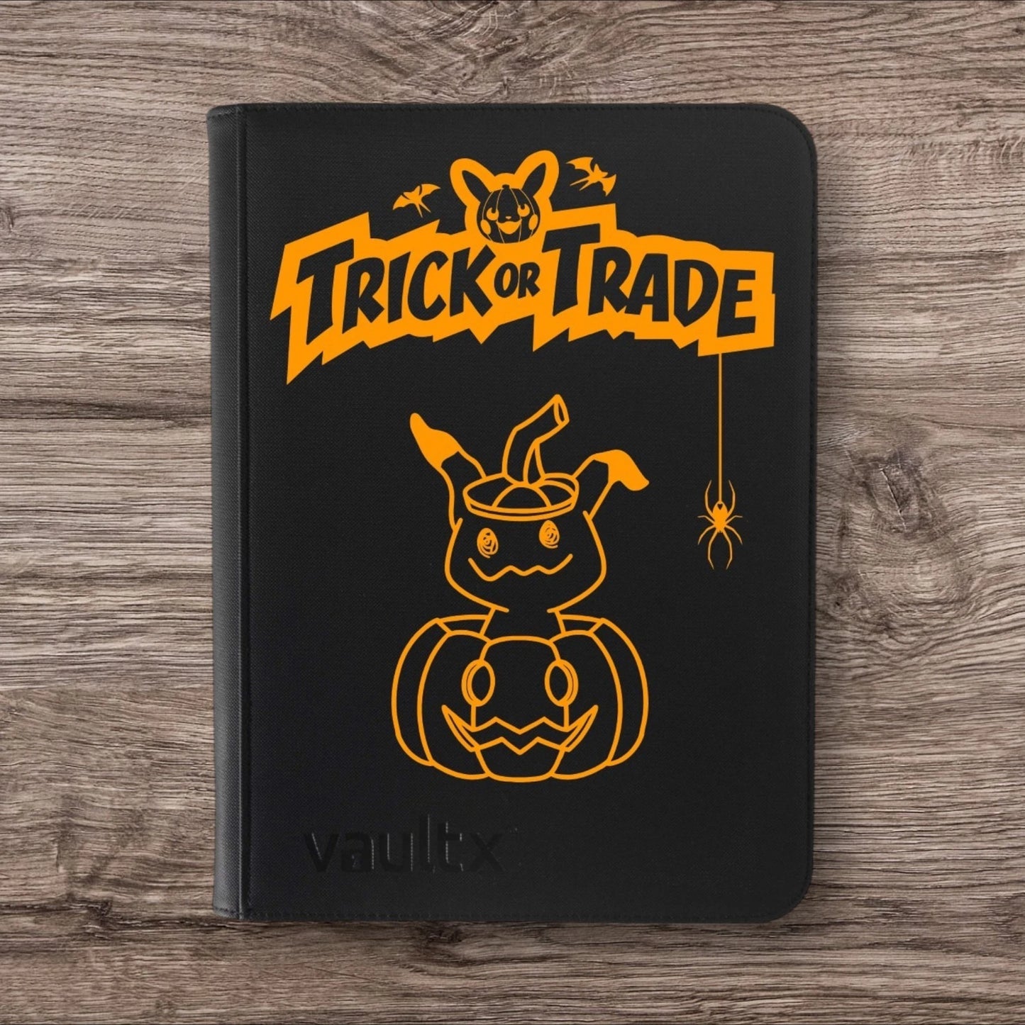 Custom Made Vault X 9 Pocket Black Zip Binder / Folder for TCG collection – Trick or Trade Halloween Mimikyu