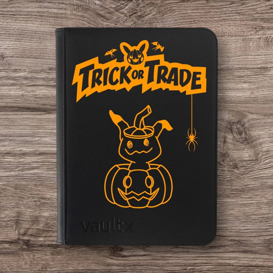 Custom Made Vault X 9 Pocket Black Zip Binder / Folder for TCG collection – Trick or Trade Halloween Mimikyu